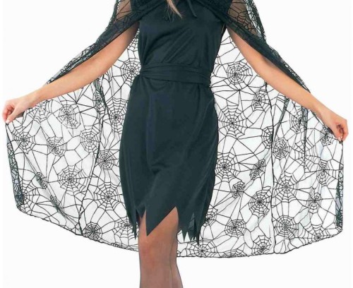 Peleryna Pajęczyna z Kapturem – Strój na Halloween, Rozmiar Uniwersalny