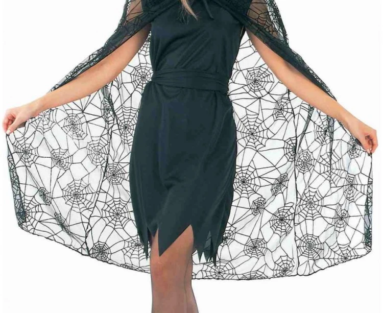 Peleryna Pajęczyna z Kapturem – Strój na Halloween, Rozmiar Uniwersalny