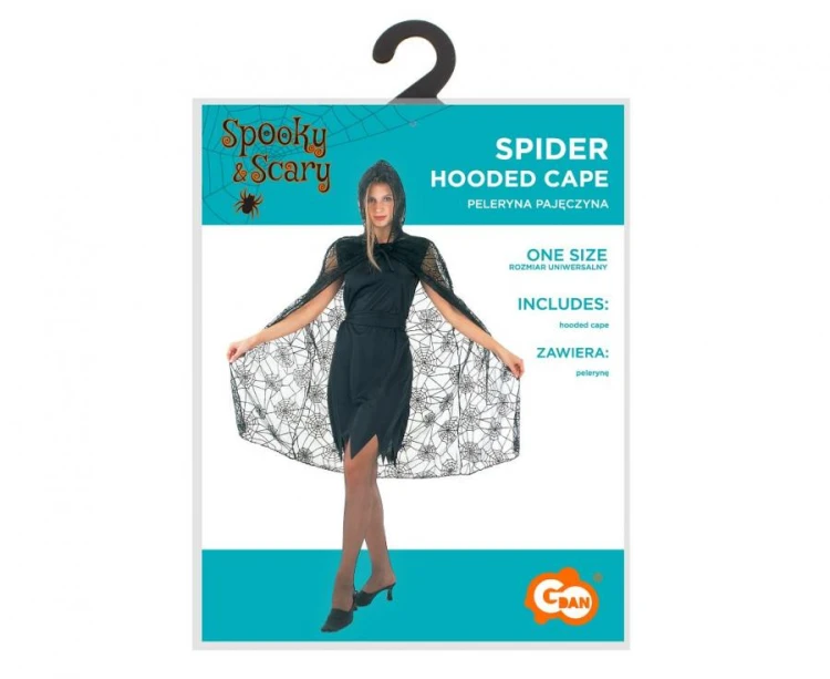 Peleryna Pajęczyna z Kapturem – Strój na Halloween, Rozmiar Uniwersalny