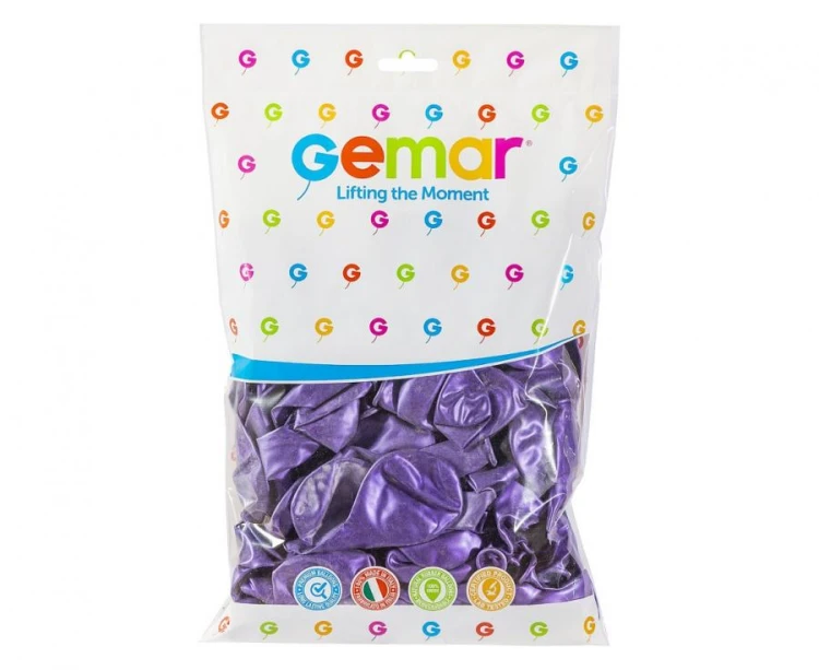 Balony fioletowe metaliczne 12” Gemar – 100 szt. elegancka dekoracja