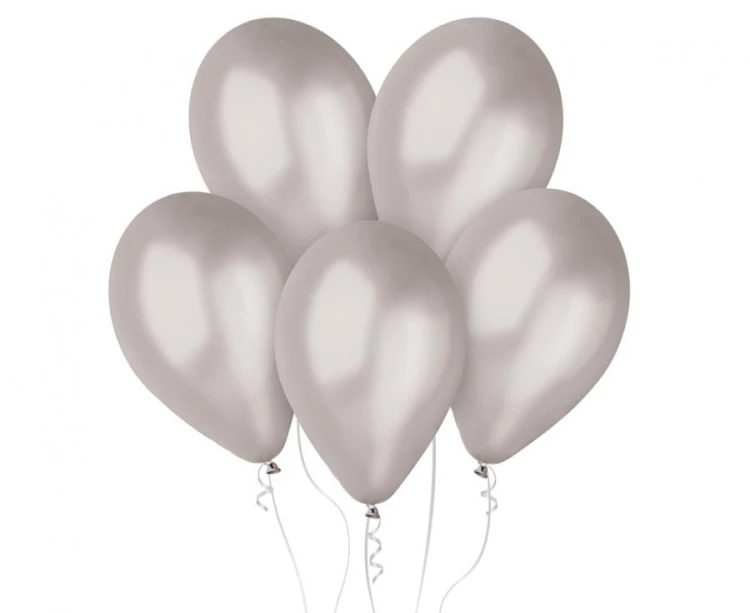 Balony srebrne metaliczne 12” Gemar – 100 sztuk, elegancka dekoracja