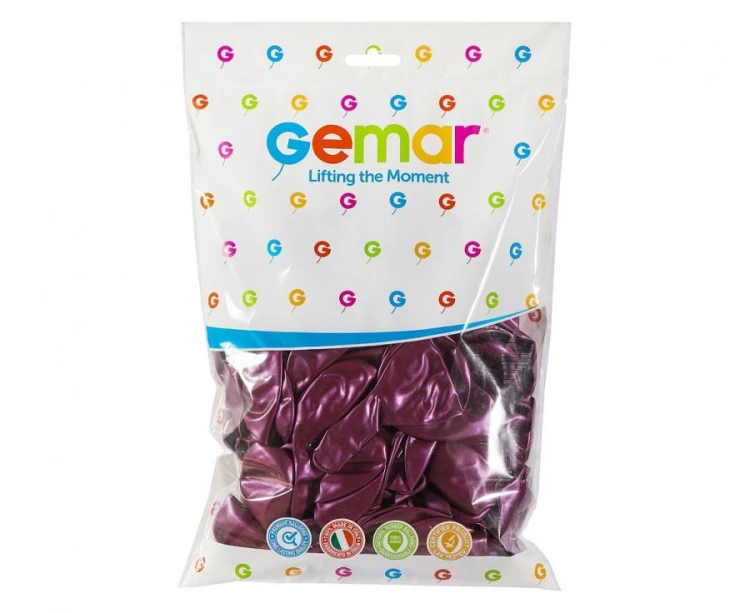 Balony bordowe metaliczne 12” Gemar – 100 szt. elegancka dekoracja