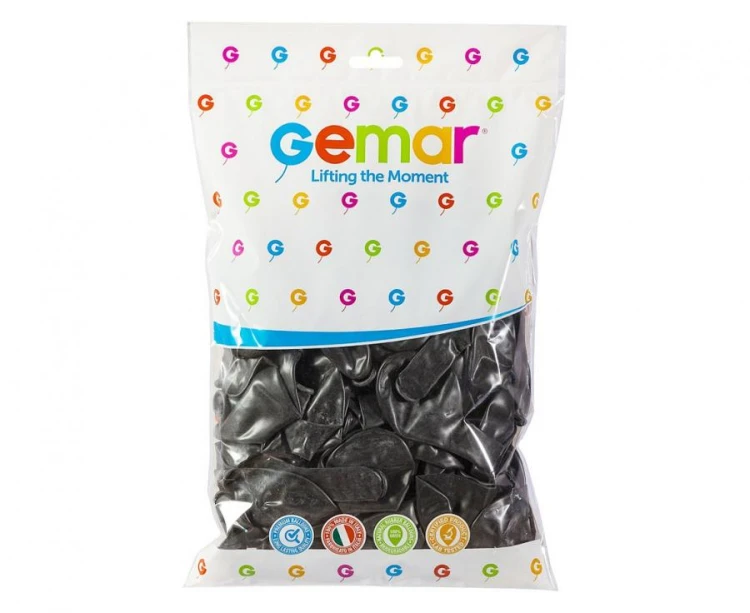 Balony czarne metaliczne 12” Gemar – 100 szt. eleganckie dekoracje