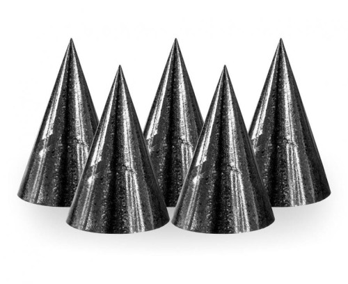 Czarne czapeczki urodzinowe holograficzne – 100 szt.