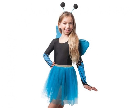 Zestaw dla dzieci Motyl – skrzydła, tutu, opaska i rękawiczki, niebieski