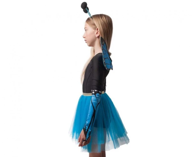 Zestaw dla dzieci Motyl – skrzydła, tutu, opaska i rękawiczki, niebieski