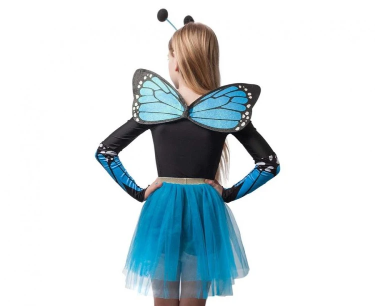 Zestaw dla dzieci Motyl – skrzydła, tutu, opaska i rękawiczki, niebieski