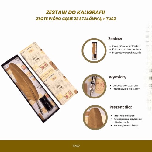 Zestaw do Kaligrafii – Złote Gęsie Pióro + Kałamarz z Tuszem  (1).jpg