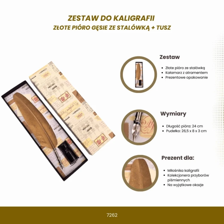 Zestaw do Kaligrafii – Złote Gęsie Pióro + Kałamarz z Tuszem  (1).jpg