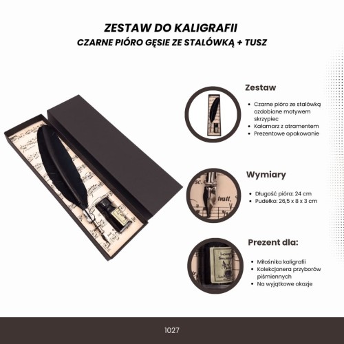 Zestaw do Kaligrafii – Czarne Pióro z Motywem Skrzypiec + Tusz  (1).jpg