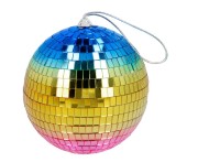 Tęczowa kula disco 15 cm Boland – kolorowa dekoracja imprezowa