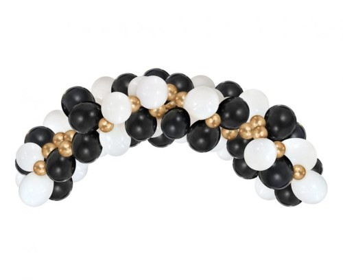 Girlanda Balonowa Beauty&Charm – Biało-Złoto-Czarna, 70 el.