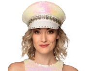 Perłowa Czapka z Daszkiem na Karnawał – Błyszcząca, Uniwersalna
