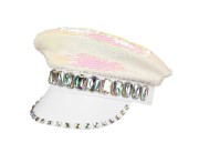 Perłowa Czapka z Daszkiem na Karnawał – Błyszcząca, Uniwersalna