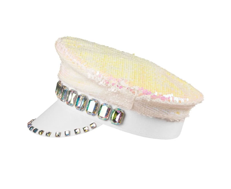 Perłowa Czapka z Daszkiem na Karnawał – Błyszcząca, Uniwersalna