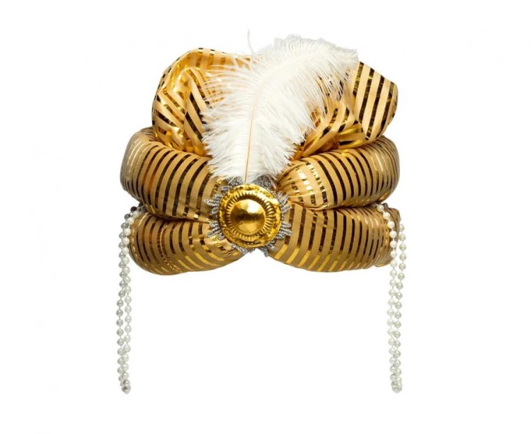 Czapka Sułtana Złota – Orientalny Dodatek do Przebrania, Unisex