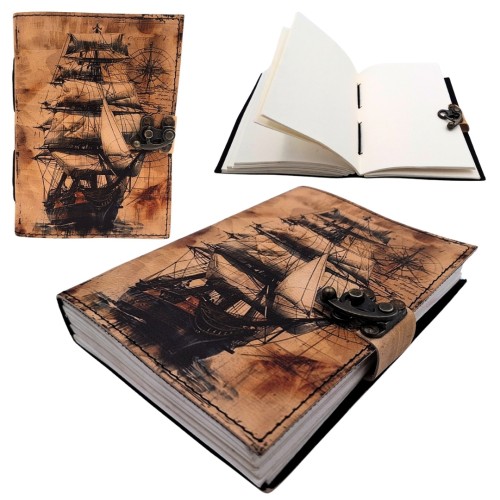 Notes Skórzany Żaglowiec – Elegancki Dziennik w Stylu Retro  (3).jpg