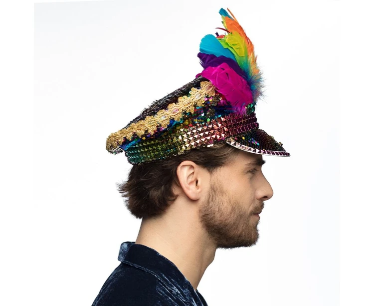 Czapka Rainbow z piórami – kolorowy dodatek uniwersalny, Boland