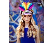 Czapka Rainbow z piórami – kolorowy dodatek uniwersalny, Boland