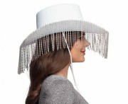 Kapelusz Show Girl biały – western, frędzle, rozmiar uniwersalny