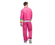 Neonowy dres retro różowy – komplet L (bluza, spodnie, bandana)