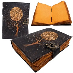Notes skórzany vintage – drzewo i księżyc, 200 stron rękodzieła  (1).jpg