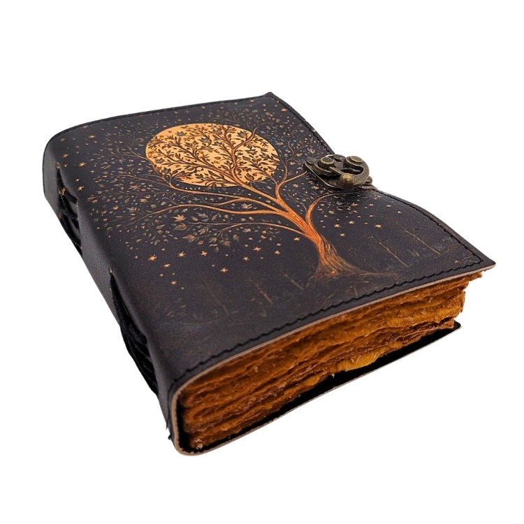 Notes skórzany vintage – drzewo i księżyc, 200 stron rękodzieła  (4).jpg