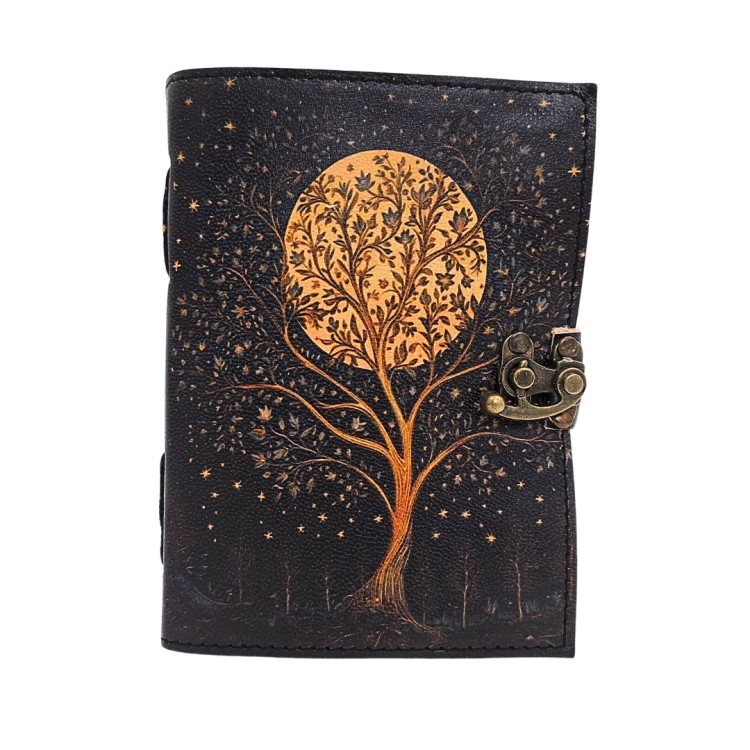 Notes skórzany vintage – drzewo i księżyc, 200 stron rękodzieła  (5).jpg