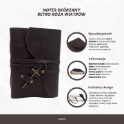 Notes skórzany retro – Róża Wiatrów, 200 stron, styl marynistyczny  (2).jpg
