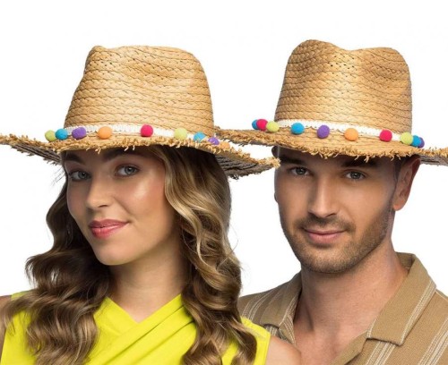 Kapelusz Słomkowy Epifania z Pomponami – Letni Styl | Boland