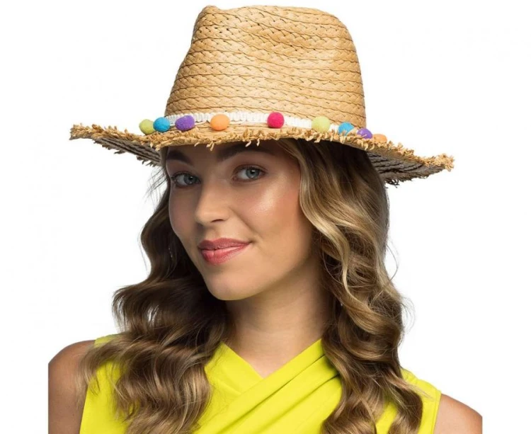 Kapelusz Słomkowy Epifania z Pomponami – Letni Styl | Boland