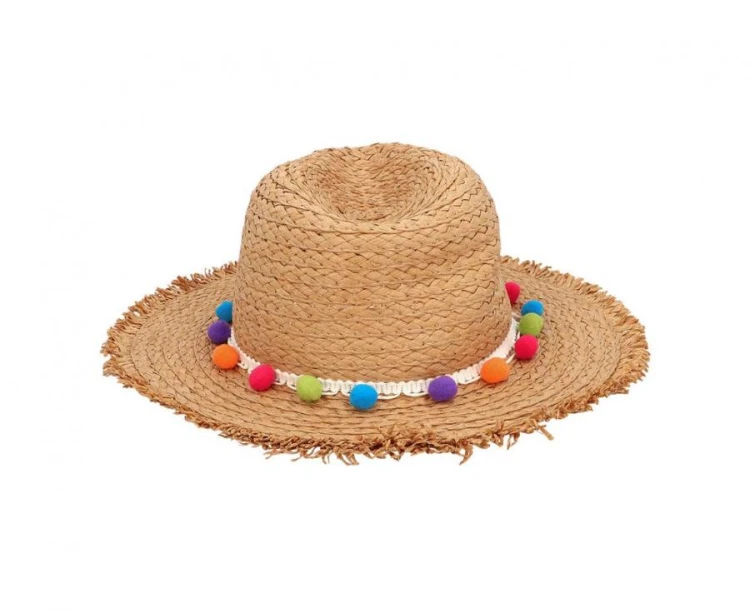 Kapelusz Słomkowy Epifania z Pomponami – Letni Styl | Boland