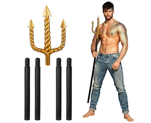 Trójząb Neptuna 138 cm – Rekwizyt Morski, Czarny z Złotym Akcentem