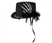 Kapelusz Halloween z Dłonią Kościotrupa – Czarny z Brokatem