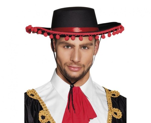 Kapelusz Hiszpańskiego Torreadora – Czarny, z Sznurkiem | Uniwersalny