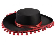 Kapelusz Hiszpańskiego Torreadora – Czarny, z Sznurkiem | Uniwersalny