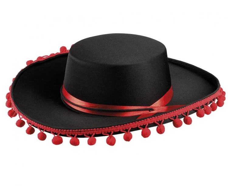 Kapelusz Hiszpańskiego Torreadora – Czarny, z Sznurkiem | Uniwersalny