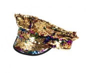 Czapka dla dorosłych z cekinami – tęczowo-złota, uniwersalny rozmiar