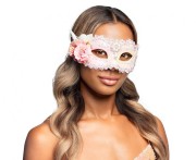 Opaska na oczy Syrena – Uniwersalna, różowo-kremowa z kwiatowym zdobieniem