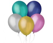 Balony Metaliczne Różnokolorowe 11” (28 cm) – 100 sztuk, Klasyczny Kształt