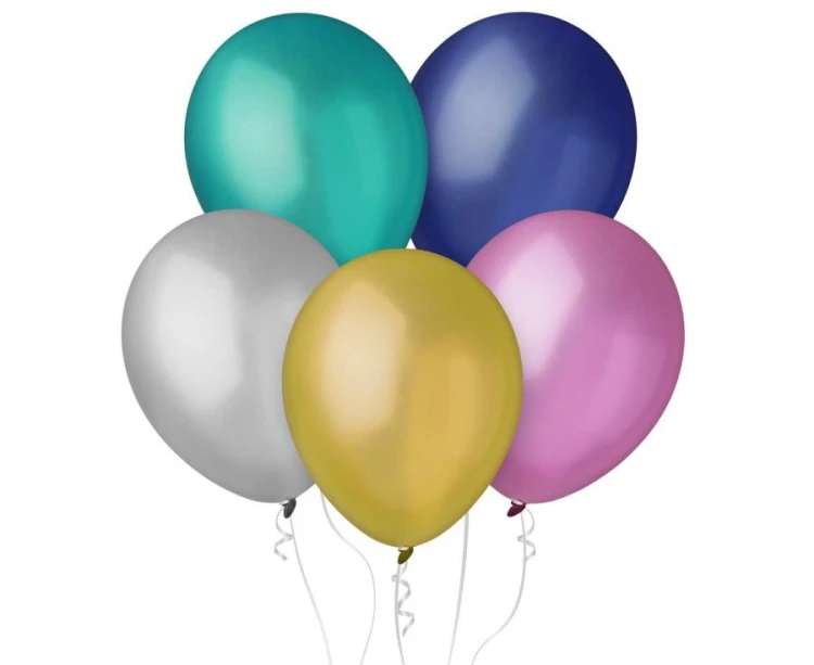 Balony Metaliczne Różnokolorowe 11” (28 cm) – 100 sztuk, Klasyczny Kształt