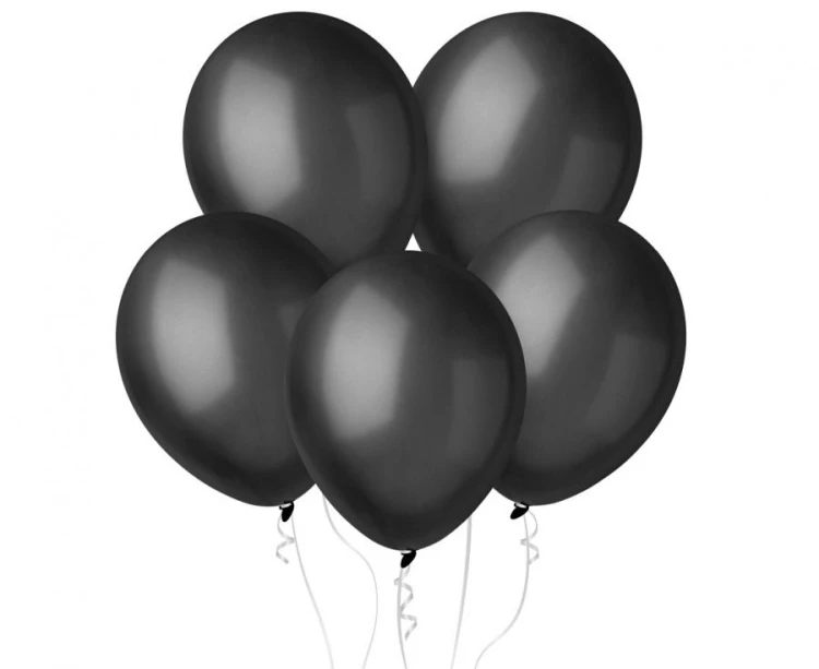 Balony Metaliczne Czarne 11” (28 cm) – 100 sztuk, Klasyczny Kształt