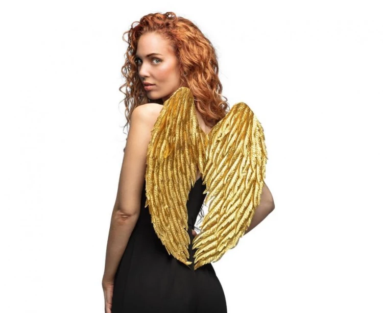 Złote Skrzydła Anioła Glam 50×55 cm – Dodatek na Bal i Karnawał