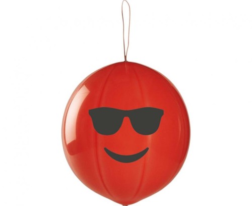 Balony lateksowe czerwone z uśmiechem w okularach – 50 szt. (pastel)