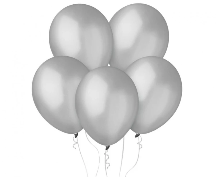 Balony metaliczne srebrne 11” (28 cm) – 100 sztuk, klasyczny kształt