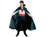 Strój Wampira z peleryną i wysokim kołnierzem – uniwersalny, czarny