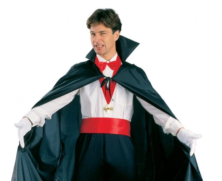 Strój Wampira z peleryną i wysokim kołnierzem – uniwersalny, czarny