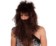 Peruka jaskiniowca z brodą – brązowa, uniwersalna dla mężczyzn