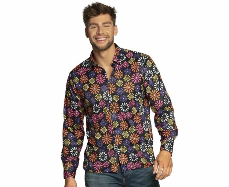 Koszula hippie XXL flower power – kolorowy strój retro na imprezę