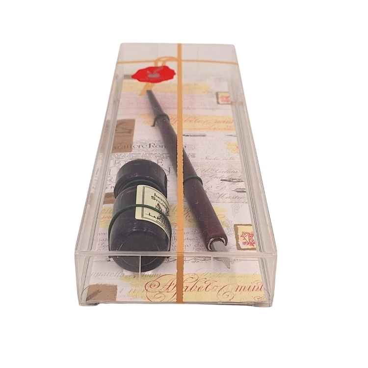 Zestaw Kaligraficzny z Drewnianym Piórem i Tuszem – Styl Vintage  (4).jpg